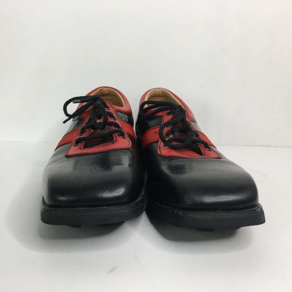 John Fluevog Black Red Stripe Shoes Oxford Square Toe 2nd Heaven Men Size 10.5 - Picture 5 of 12